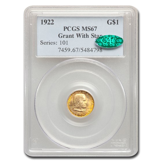1922 Gold $1.00 Grant w/Star MS-67 PCGS CAC 1922 Gold $1.00 Grant w/Star MS-67 PCGS CAC