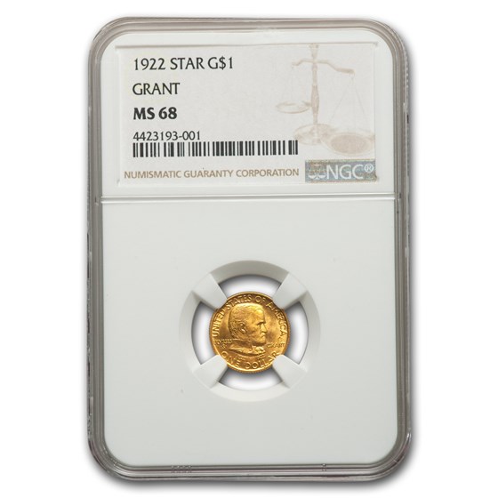1922 Gold $1.00 Grant w/ Star MS-68 NGC (Star) 1922 Gold $1.00 Grant w/ Star MS-68 NGC (Star)