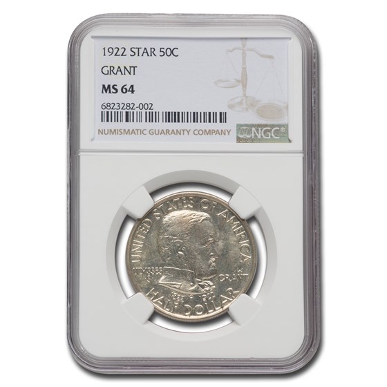 1922 Grant Memorial Commemorative Half Dollar MS-64 NGC 1922 Grant Memorial Commemorative Half Dollar MS-64 NGC