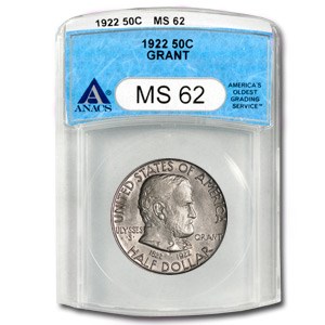 1922 Grant Memorial Commemorative Half MS-62 ANACS 1922 Grant Memorial Commemorative Half MS-62 ANACS