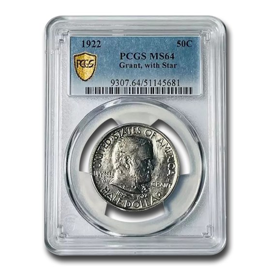 1922 Grant Memorial Half Dollar w/Star MS-64 PCGS 1922 Grant Memorial Half Dollar w/Star MS-64 PCGS