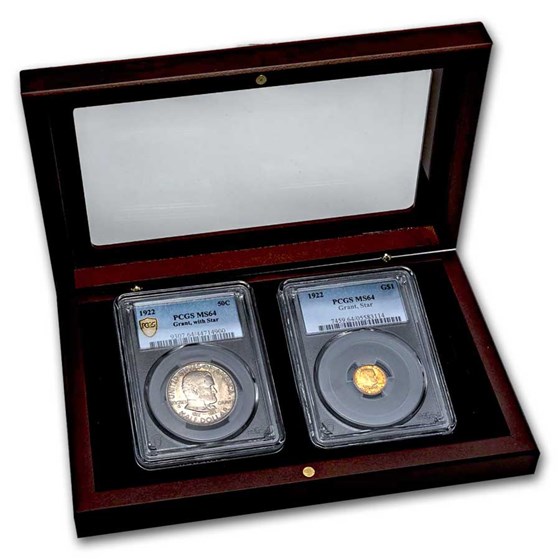 1922 Grant Memorial w/Star MS-64 PCGS Gold and Silver set w/Box 1922 Grant Memorial w/Star MS-64 PCGS Gold and Silver set w/Box