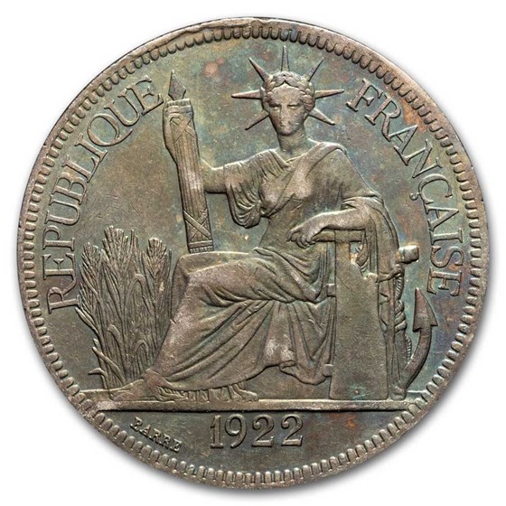 1922-H French Indo-China Silver Piastre AU 1922-H French Indo-China Silver Piastre AU