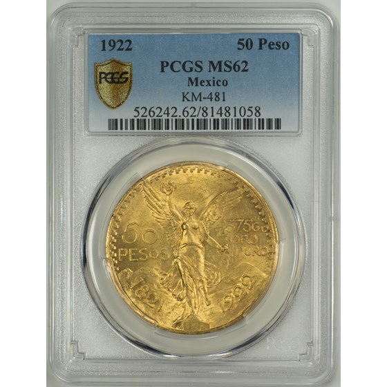 1922 Mexico Gold 50 Pesos MS-62 PCGS 1922 Mexico Gold 50 Pesos MS-62 PCGS