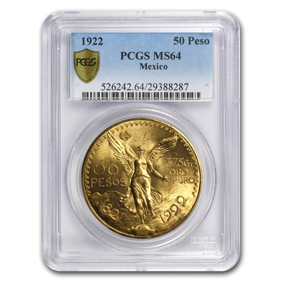 1922 Mexico Gold 50 Pesos MS-64 PCGS 1922 Mexico Gold 50 Pesos MS-64 PCGS