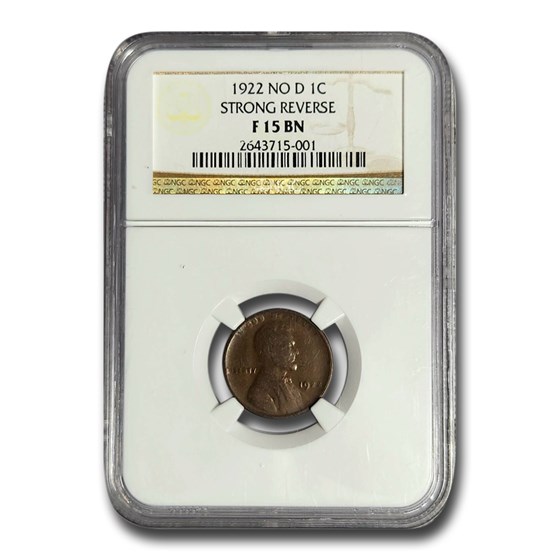 1922 No D Lincoln Cent Fine-15 NGC (Brown, Strong Reverse) 1922 No D Lincoln Cent Fine-15 NGC (Brown, Strong Reverse)