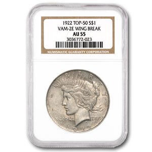 1922 Peace Dollar AU-55 NGC (VAM 2E) 1922 Peace Dollar AU-55 NGC (VAM 2E)