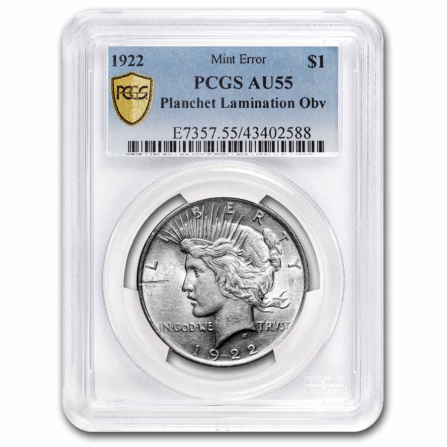 Buy 1922 Peace Dollar AU55 PCGS (Lamination Error) | APMEX
