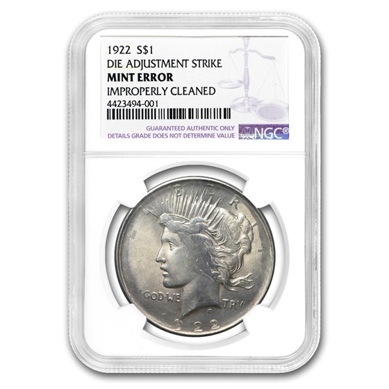 1922 Peace Dollar Die Adjustment Strike NGC Mint Error 1922 Peace Dollar Die Adjustment Strike NGC Mint Error