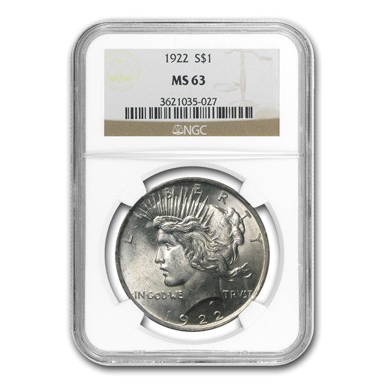 1922 Peace Dollar MS-63 NGC 1922 Peace Dollar MS-63 NGC