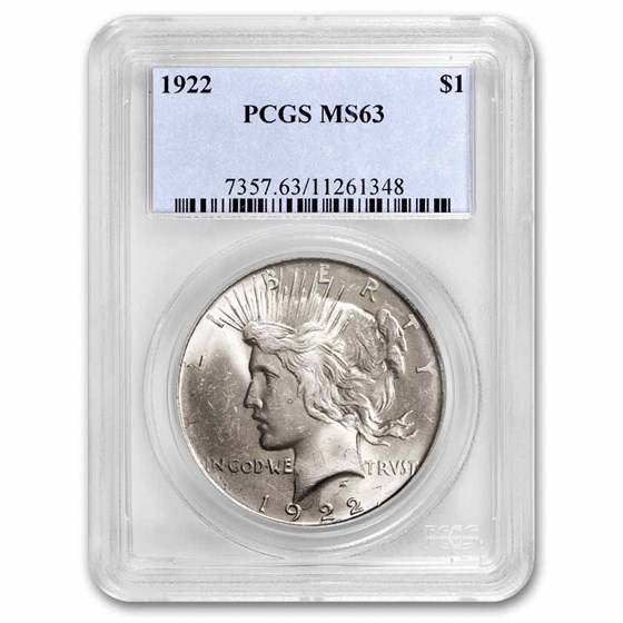 1922 Peace Dollar MS-63 PCGS 1922 Peace Dollar MS-63 PCGS