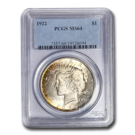 1922 Peace Dollar MS-64 PCGS (Toned Obv & Rev) 1922 Peace Dollar MS-64 PCGS (Toned Obv & Rev)
