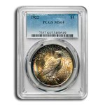 1922 Peace Dollar MS-64 PCGS (Toned Obv & Rev)