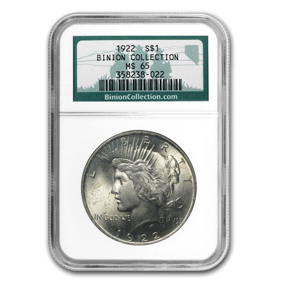 1922 Peace Dollar MS-65 NGC (Binion Collection)