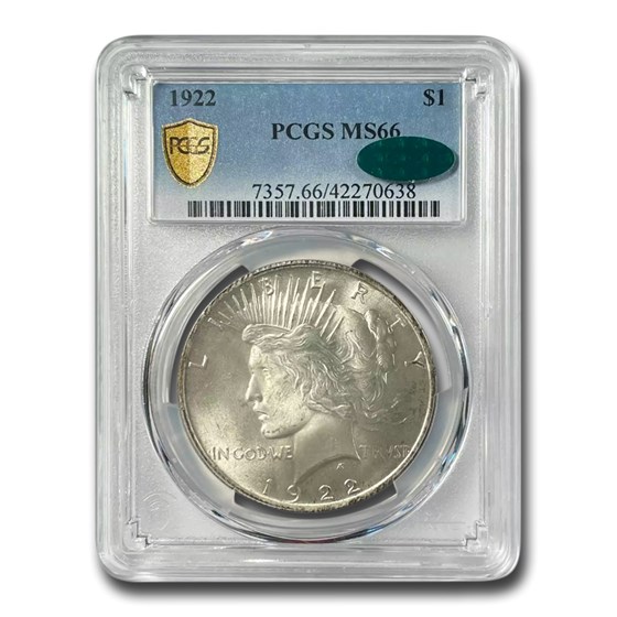 1922 Peace Dollar MS-66 PCGS CAC 1922 Peace Dollar MS-66 PCGS CAC
