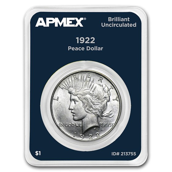 1922 Peace Silver Dollar APMEX Card BU 1922 Peace Silver Dollar APMEX Card BU