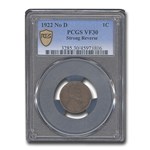 1922 Plain Lincoln Cent VF-30 PCGS (No D, Strong Rev)