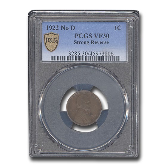 1922 Plain Lincoln Cent VF-30 PCGS (No D, Strong Rev) 1922 Plain Lincoln Cent VF-30 PCGS (No D, Strong Rev)