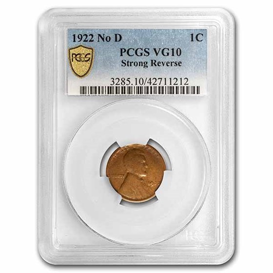 1922 Plain Lincoln Cent VG-10 PCGS (No D, Strong Rev) 1922 Plain Lincoln Cent VG-10 PCGS (No D, Strong Rev)