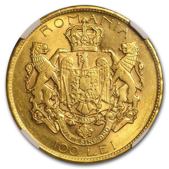 Buy 1922 Romania Gold 100 Lei Coronation Unc Details NGC APMEX