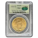 1922-S $20 St Gaudens Gold Double Eagle MS-61 PCGS (CAC)