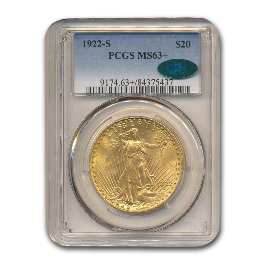 Buy 1922-S $20 St Gaudens Gold Double Eagle MS-63  PCGS CAC | APMEX