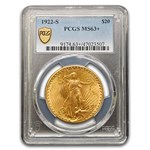 1922-S $20 St Gaudens Gold Double Eagle MS-63+ PCGS
