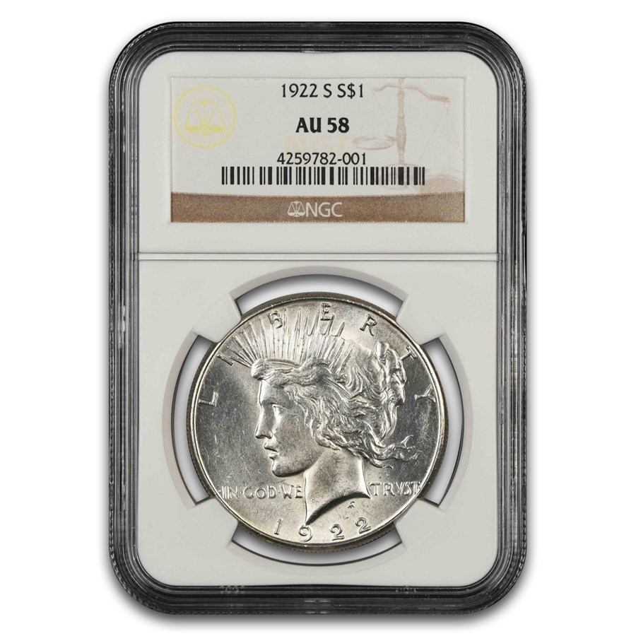1922-S Peace Dollar AU-58 NGC