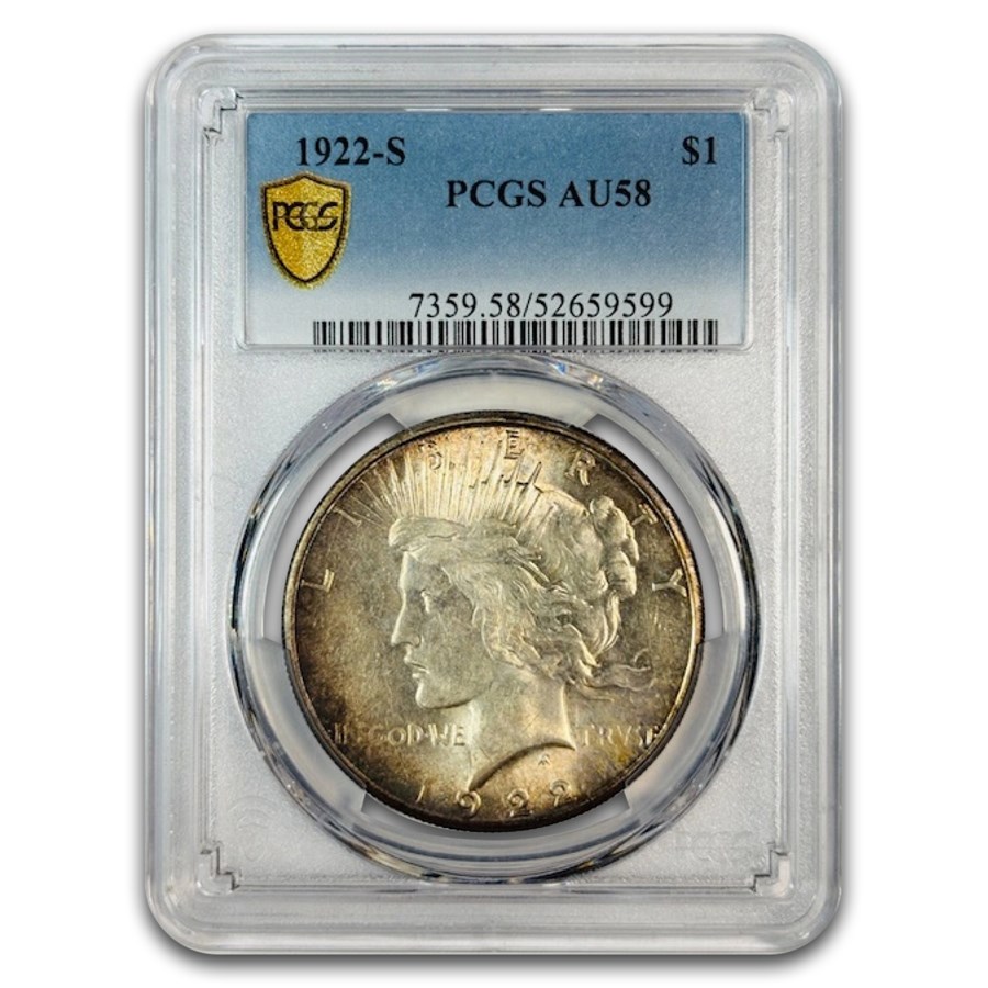 1922-S Peace Dollar AU-58 PCGS (Toned)