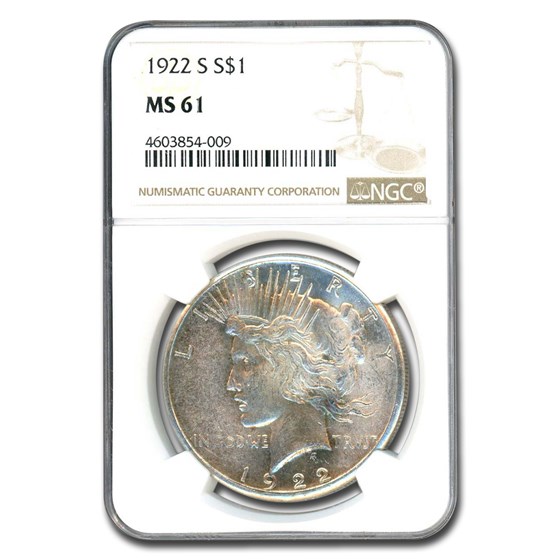 1922-S Peace Dollar MS-61 NGC 1922-S Peace Dollar MS-61 NGC
