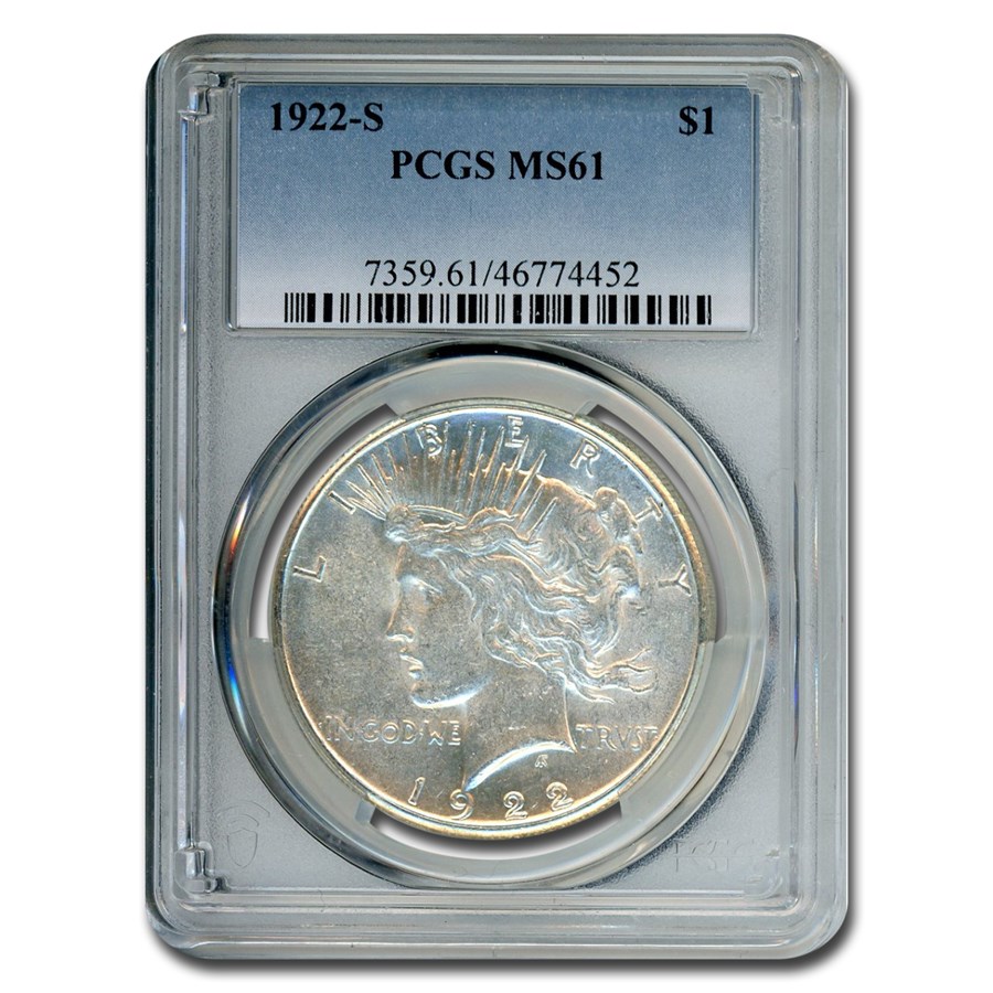 1922S Peace Dollar MS61 PCGS