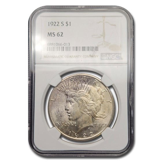 1922-S Peace Dollar MS-62 NGC 1922-S Peace Dollar MS-62 NGC