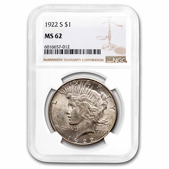 1922-S Peace Dollar MS-62 NGC 1922-S Peace Dollar MS-62 NGC