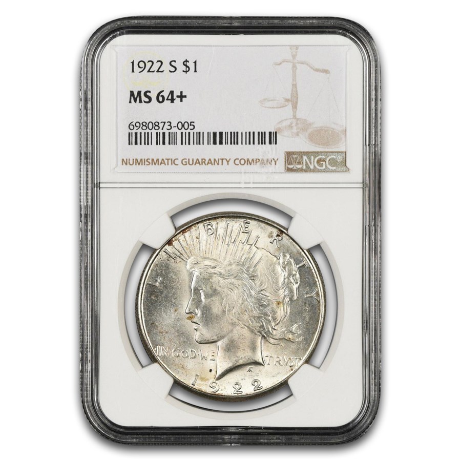 1922-S Peace Dollar MS-64+ NGC