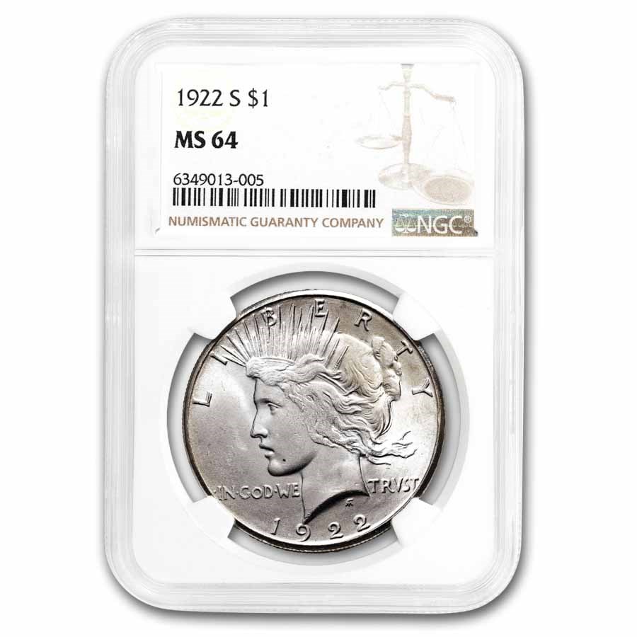 1922-S Peace Dollar MS-64 NGC