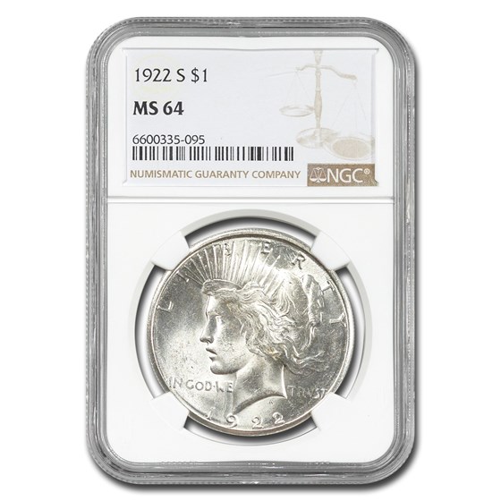 1922-S Peace Dollar MS-64 NGC 1922-S Peace Dollar MS-64 NGC