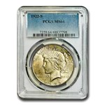 1922-S Peace Dollar MS-64 PCGS