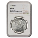 1922-S Peace Dollar MS-65 NGC