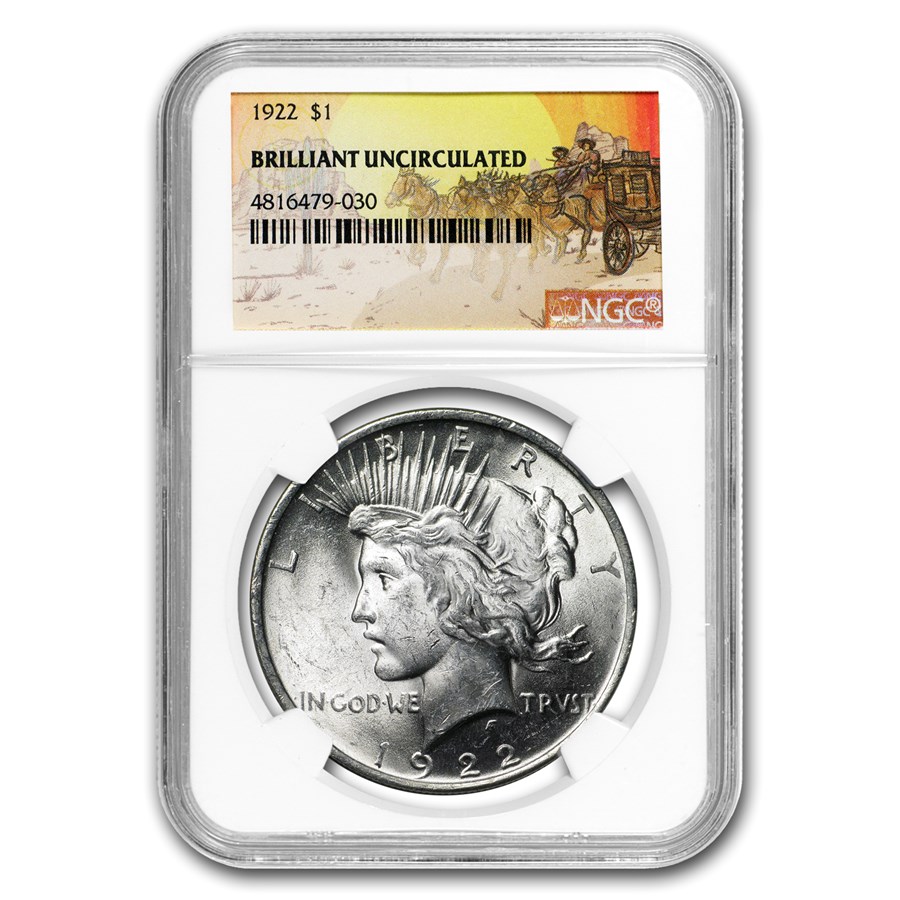 1922 Stage Coach Peace Dollar BU NGC