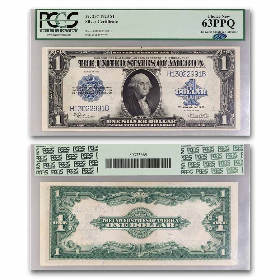 1923 $1.00 Silver Cert. CU-63 PPQ PCGS (Fr#237) Great Montana