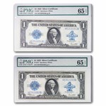 1923 $1.00 Silver Cert. CU-65 EPQ PMG (Fr#237) 2 Consecutive