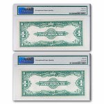 1923 $1.00 Silver Cert. CU-65 EPQ PMG (Fr#237) 2 Consecutive