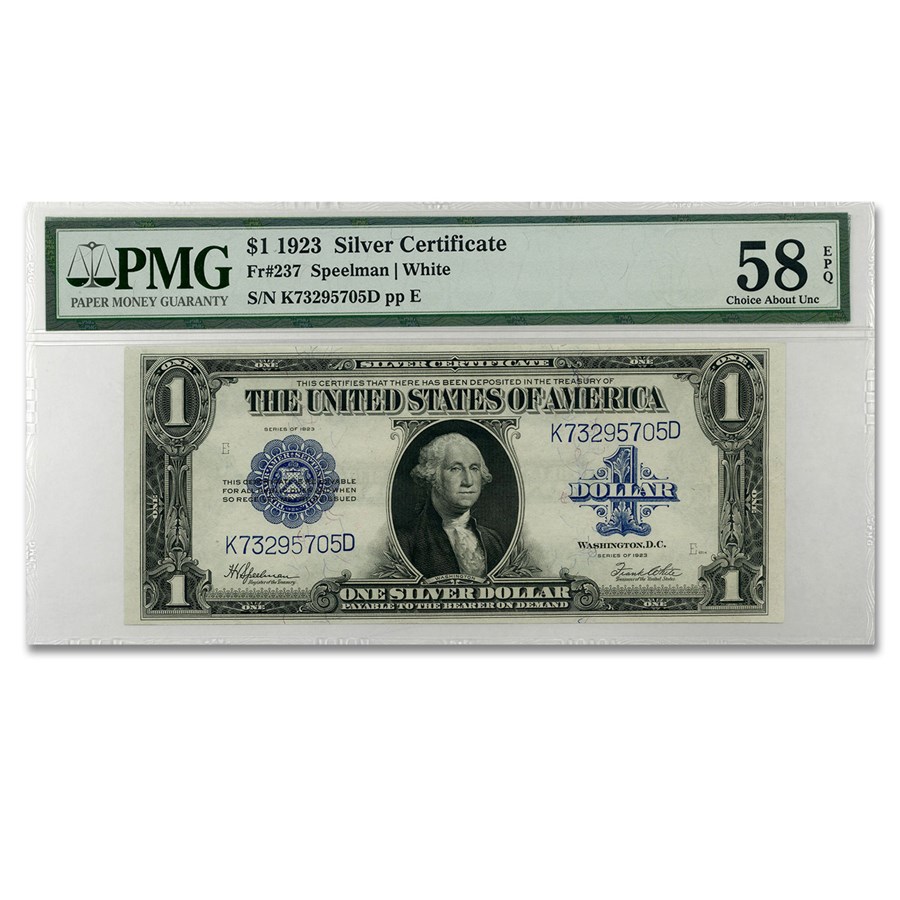 1923 $1.00 Silver Certificate AU-58 EPQ PMG (Fr#237)