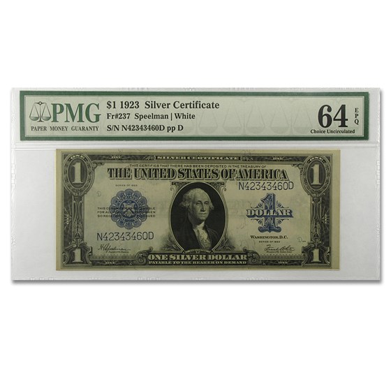 1923 $1.00 Silver Certificate CU-64 EPQ PMG (Fr#237) 1923 $1.00 Silver Certificate CU-64 EPQ PMG (Fr#237)