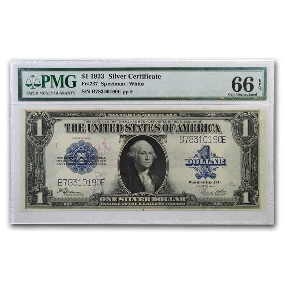 1923 $1.00 Silver Certificate CU-66 EPQ PMG (Fr#237)