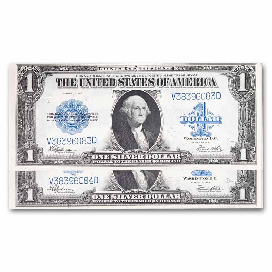 1923 $1.00 Silver Certificate CU (Fr#237) 2 Consecutive