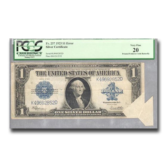 1923 $1.00 Silver Certificate VF-20 PCGS (Fr#237) Butterfly Fold 1923 $1.00 Silver Certificate VF-20 PCGS (Fr#237) Butterfly Fold