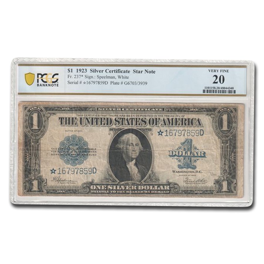 1923* $1.00 Silver Certificate VF-20 PCGS (Fr#237*) Star Note