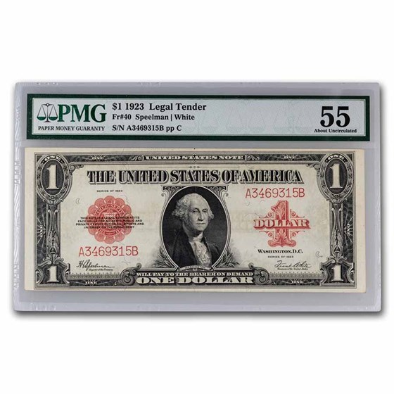1923 $1.00 United States Note Red Seal CH AU-55 PMG (Fr#40)