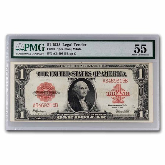 1923 $1.00 United States Note Red Seal CH AU-55 PMG (Fr#40) 1923 $1.00 United States Note Red Seal CH AU-55 PMG (Fr#40)